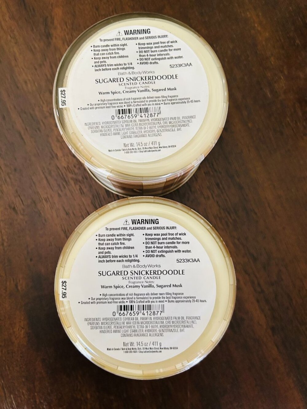 (2) Bath & Body Works Sugared Snickerdoodle 3-Wick Candles NEW - Picture 4 of 4
